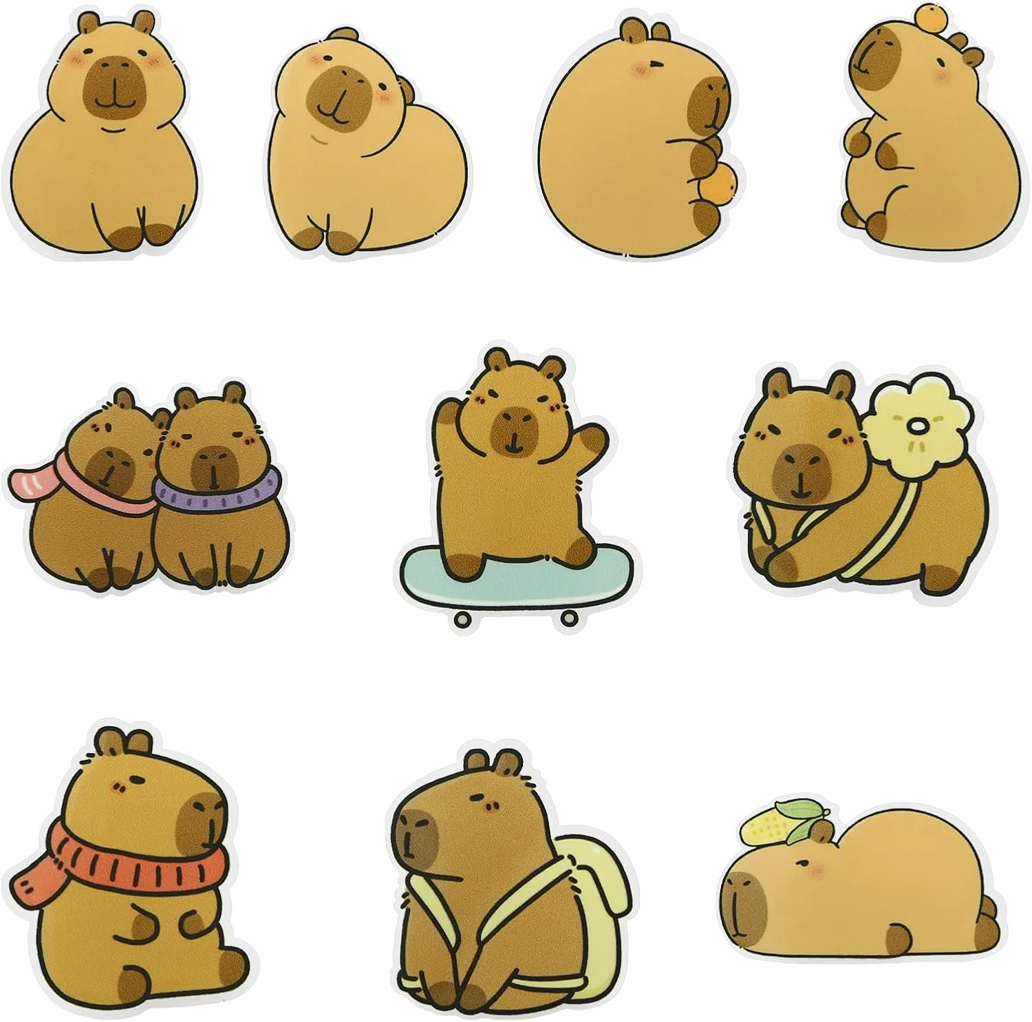 10 Pieces Capybara Brooch Pins Capybara Brooch Lapel Pin Cute Cartoon Animal Badges for Kids Boys Girls T-Shirt Bags Clothing Backpack Accessories Gift