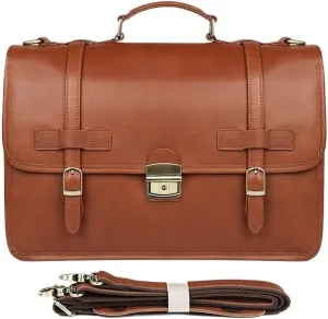 14 Inch Vintage Distressed Leather Briefcase Waterproof Business Travel Messenger Bag Men Vacation Office Commuter