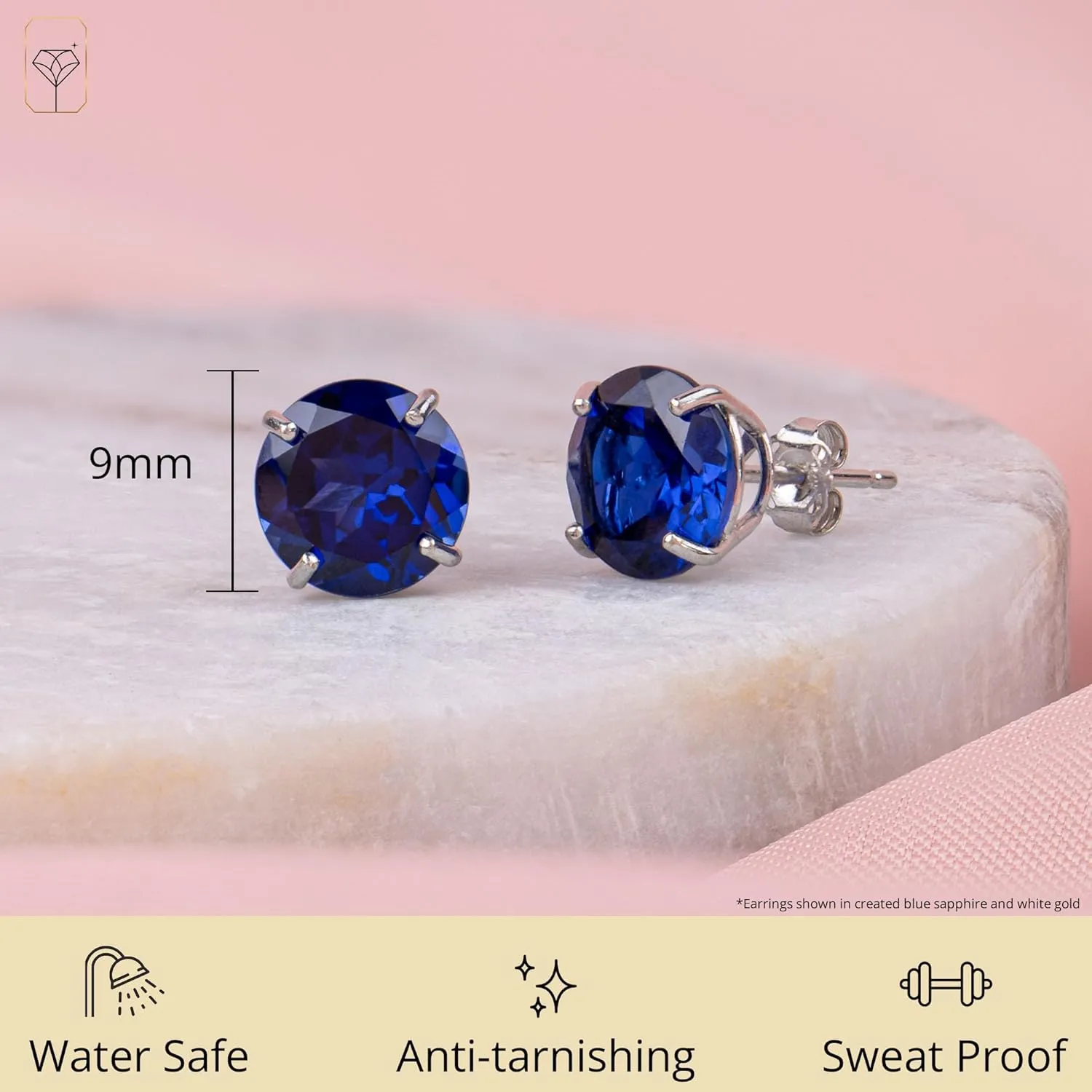 14k Gold Large Round Stud Earrings for Women | 9mm Birthstone Earrings | Gemstone Earrings for Women | Gemstone Stud Earrings for Women by MAX   STONE