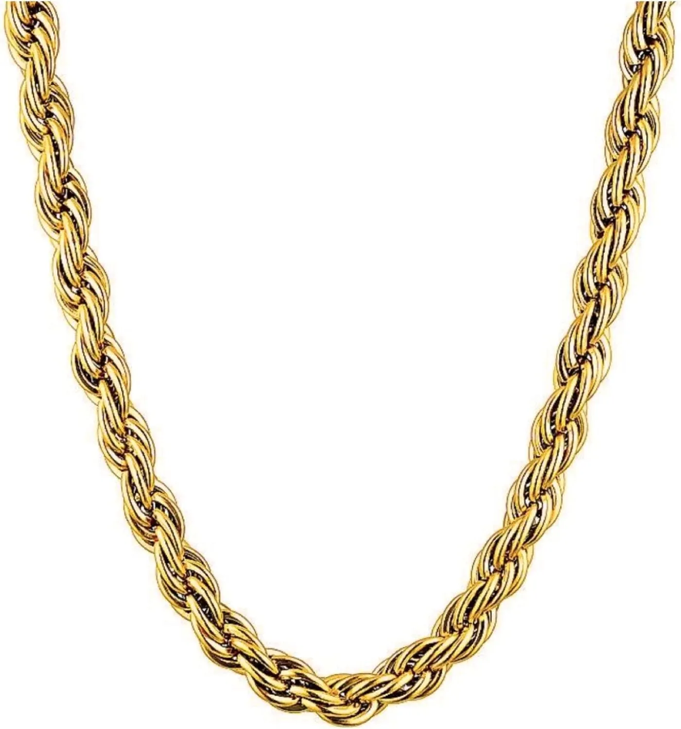 18K Gold Plated French Rope Twist Chain Necklace (two styles), Vintage Minimalist Style, Bold Chunky Chains, Women Jewelry