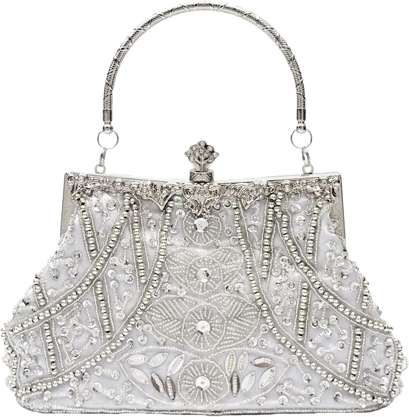 1920s Vintage Beaded Evening Bag for Women Pearl Clutch Bag Sequin Handbag Bridal Wedding Purse