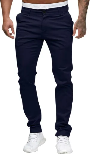2021 Mens Chino Fit Flat Front Dress Pants Casual Cotton Jeans Slim Fit Skinny Stretchy Slacks Tapered Trousers
