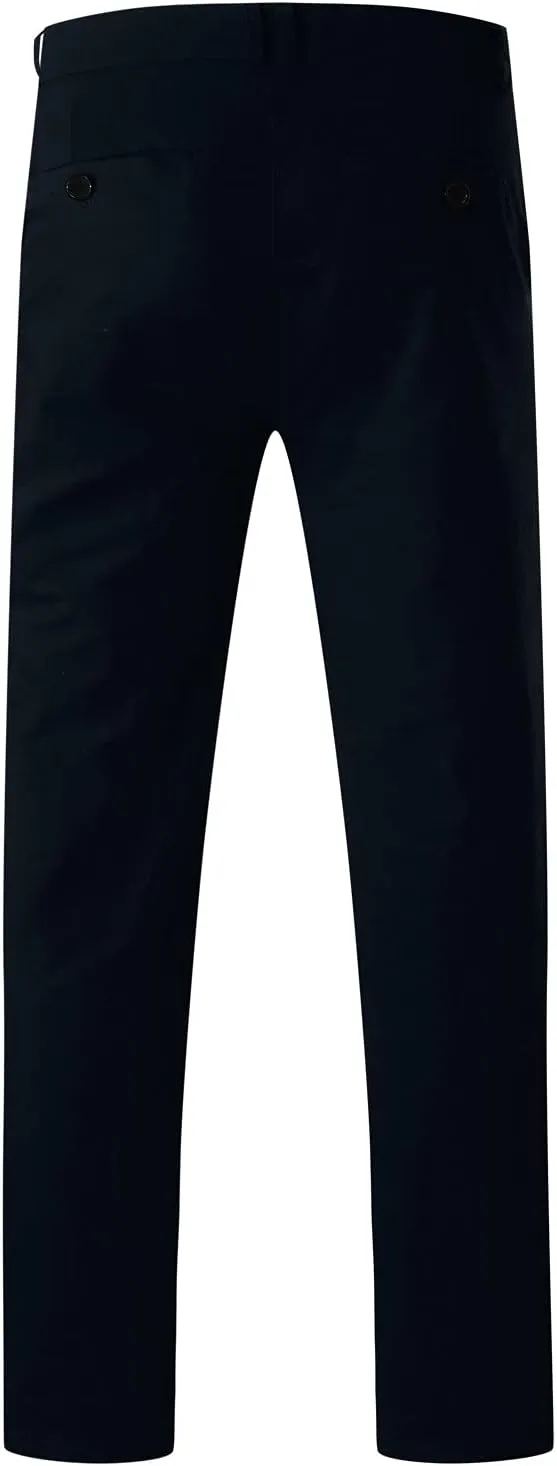 2021 Mens Chino Fit Flat Front Dress Pants Casual Cotton Jeans Slim Fit Skinny Stretchy Slacks Tapered Trousers