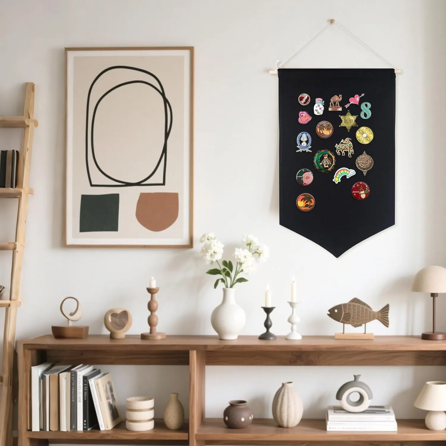 3 PCS Canvas Banners Wall Hanging Brooch Jewelry Storage Case Stand Enamel Pin Display, Sublimation blank Banner,Holder Earrings Necklace Pin Collection Organizer