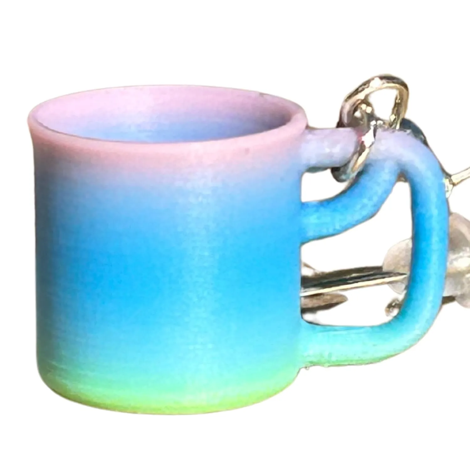 3D Print Mug Earrings and accessories for women and girls coffee caffeine lovers enthusiasts quirky modern contemporary artsy adorable mini tiny cute unique (Gradient Pink-Green-Blue (Batch 1))