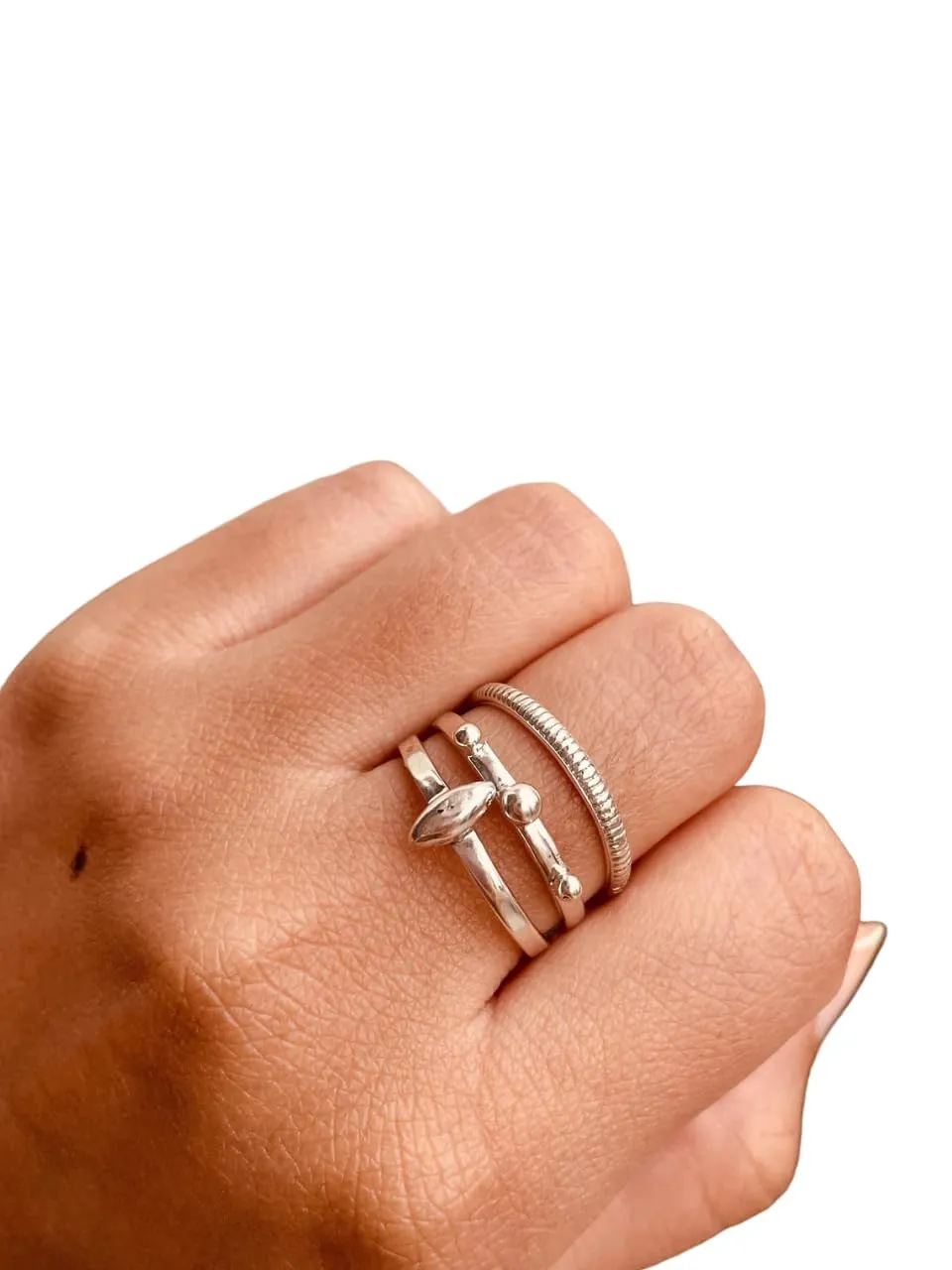 3PCS Stackable Ring Set for Women,925 Sterling Silver Midi Minimal Thin Ring, Everyday Jewelry, Minimal Dainty Rings, Thumb Ring, Artisan Handmade, Tiny Anxiety Ring (SP-32)