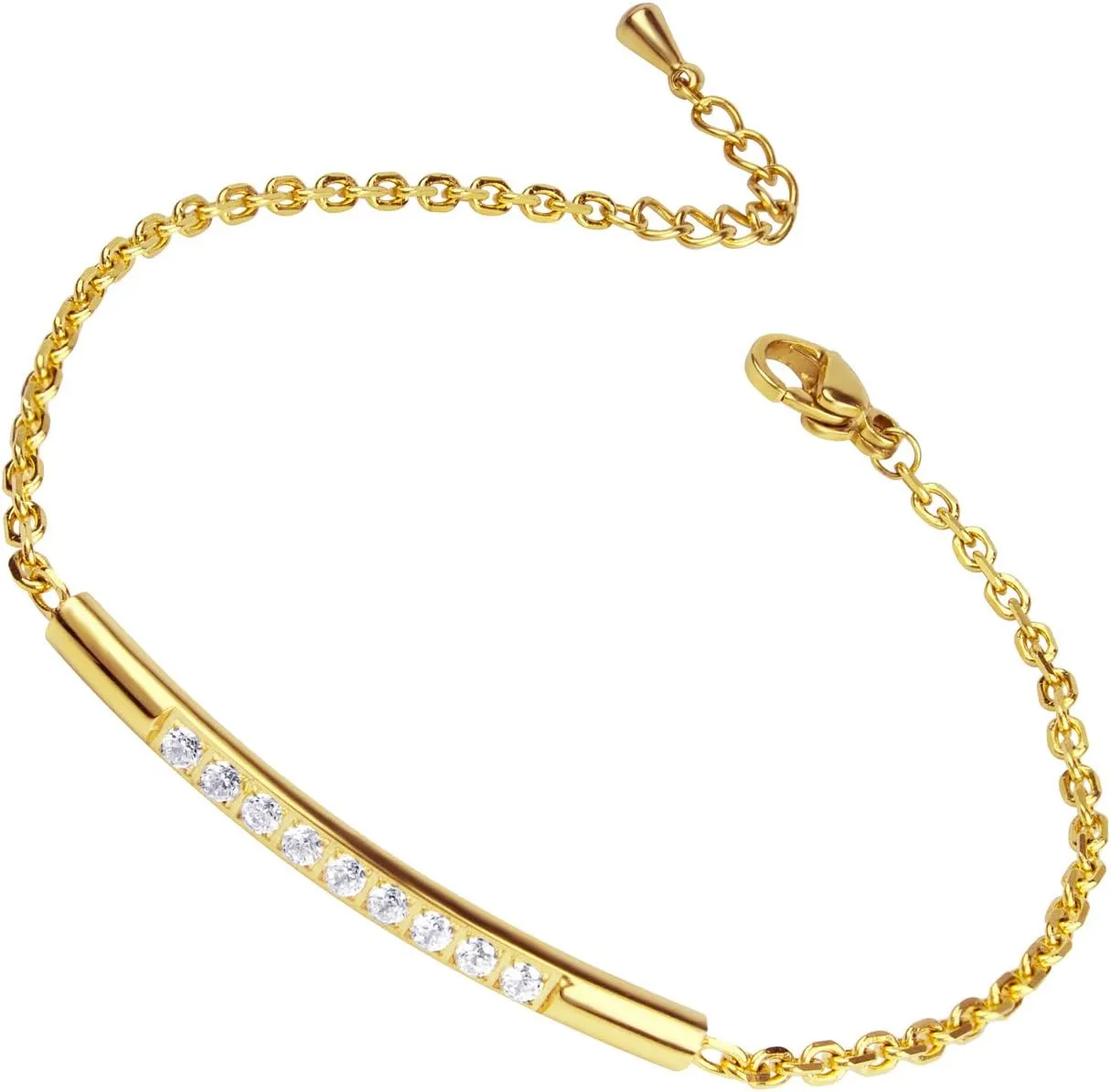 555Jewelry Womens Sparkly Cubic Zirconia Cylinder Bar Stainless Steel Bracelet