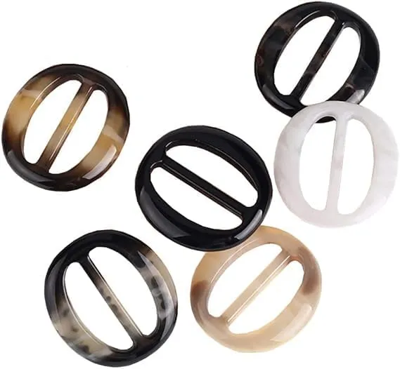 6 Pcs Color Random Scarf Clip Ring Scarf Clasp Slides T Shirt Clips Rings Oval Plastic Scarf Buckle Holder for Women Brooches and Pins Jewelry