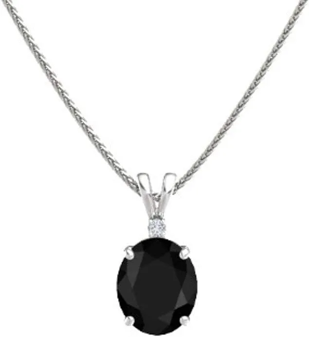 925 Sterling Silver Created Oval Shape Birthstone Pendant Necklace, 18" Chain
