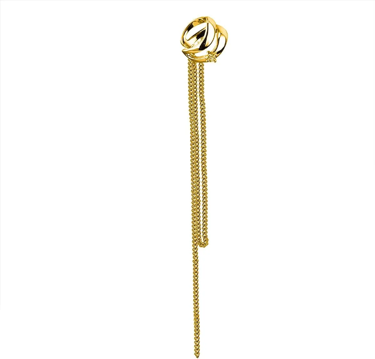 925 Sterling Silver Long Tassel Earrings for Women Dainty Cubic Zirconia Hollowed Double-layer Ear Bone Clamp with Curb Chain