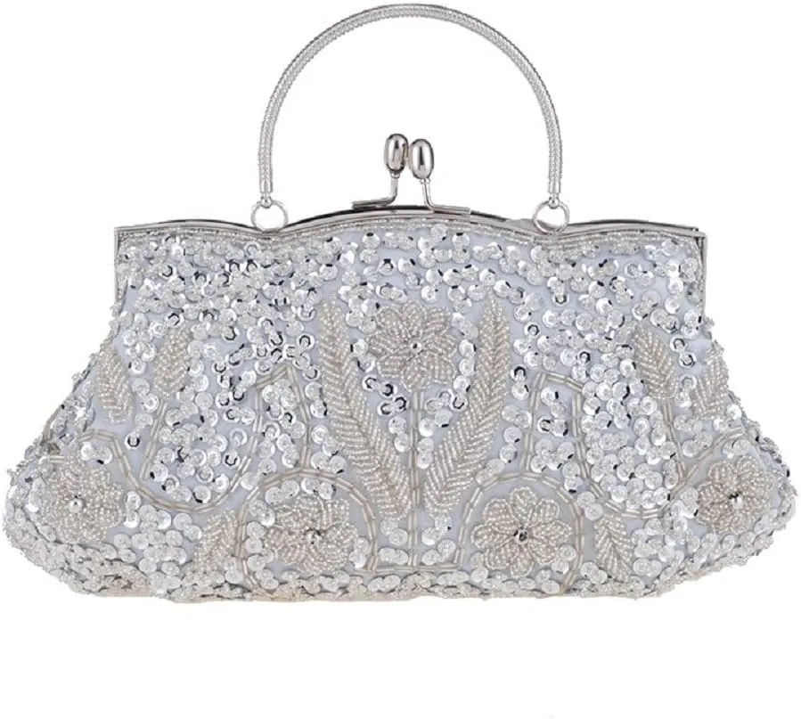 Abbie Home Beaded Sequins Sparkle Evening Handbag Wedding Bridal Party Prom Women's Clutch tote bag