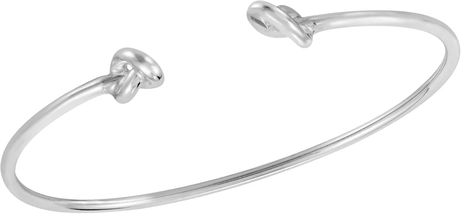 AeraVida Contemporary Simple Classic Double Knots Stylish Sterling Silver luxurious Cuff Minimal Bracelet