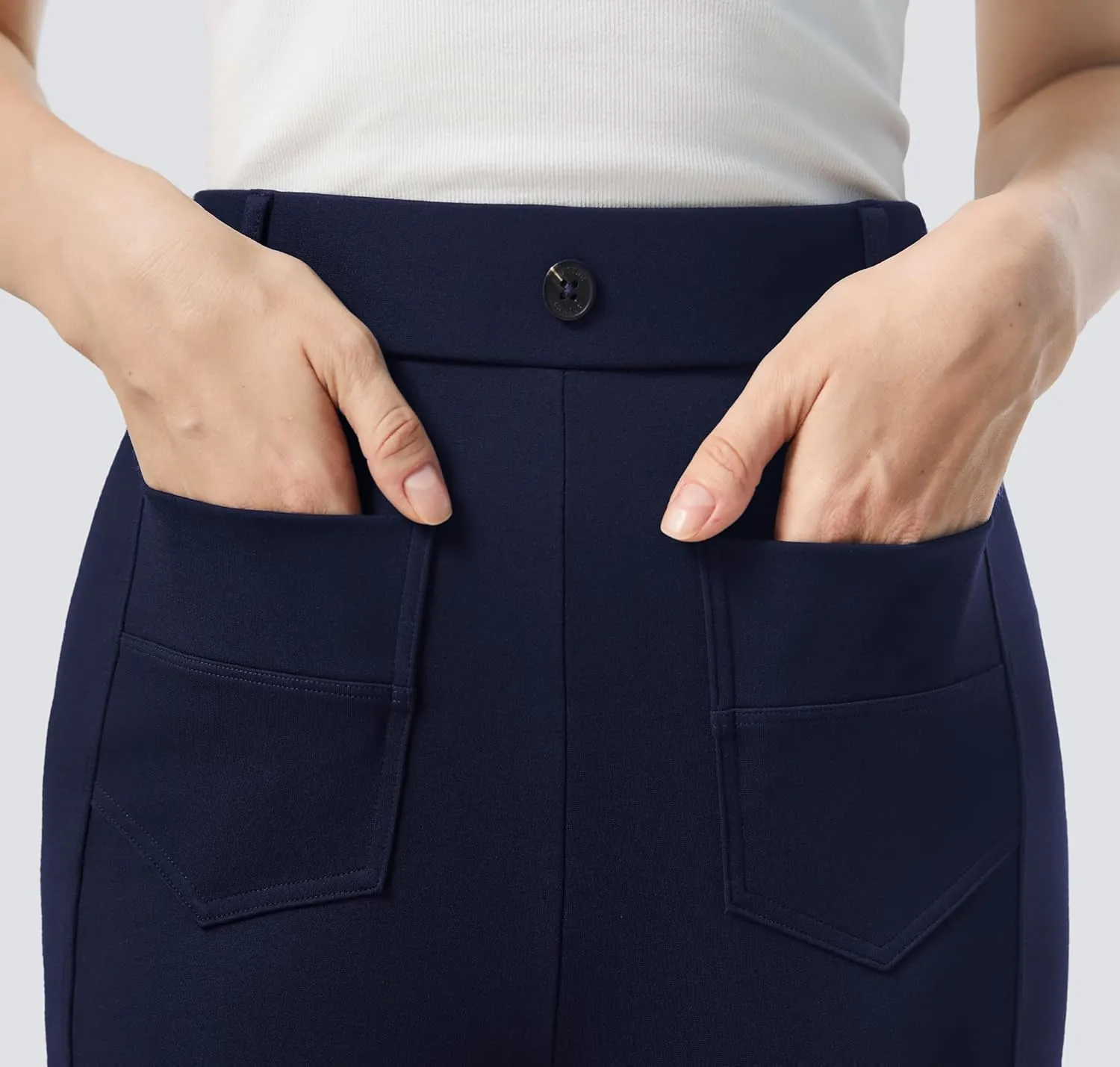 AFITNE Women's Yoga Dress Pants High Waisted Pull On Straight Leg Pants Stretchy Casual Business Work Slacks with Pockets