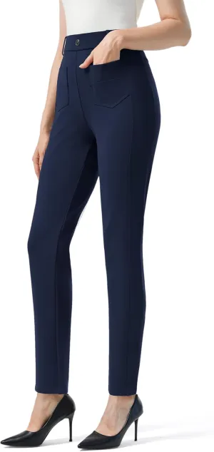 AFITNE Women's Yoga Dress Pants High Waisted Pull On Straight Leg Pants Stretchy Casual Business Work Slacks with Pockets