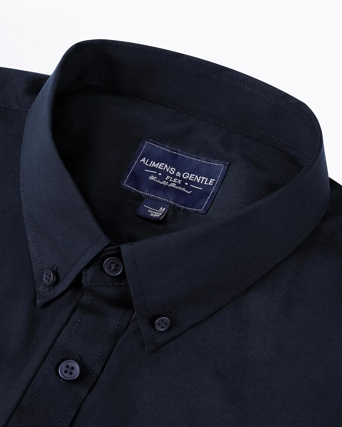 Alimens & Gentle Men's Dress Shirts Long Sleeve Wrinkle-Resistant Solid Stretch Button Down Shirt
