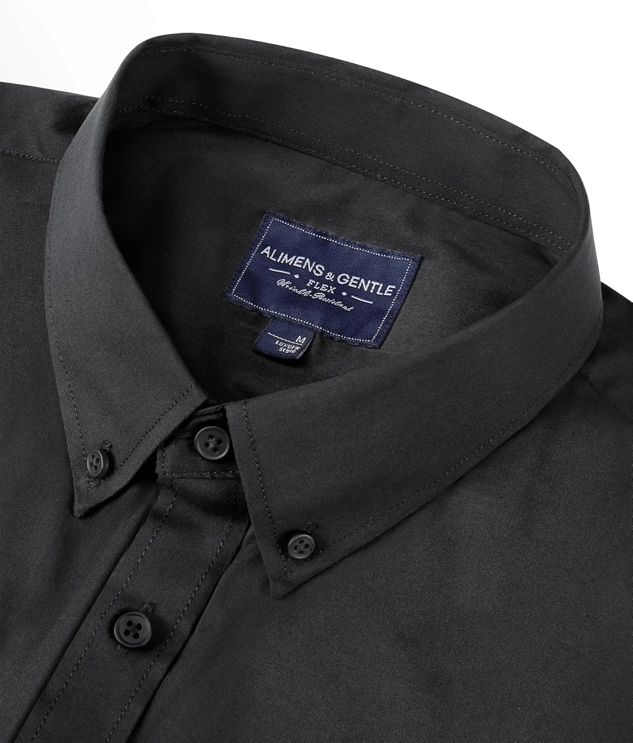 Alimens & Gentle Men's Dress Shirts Long Sleeve Wrinkle-Resistant Solid Stretch Button Down Shirt