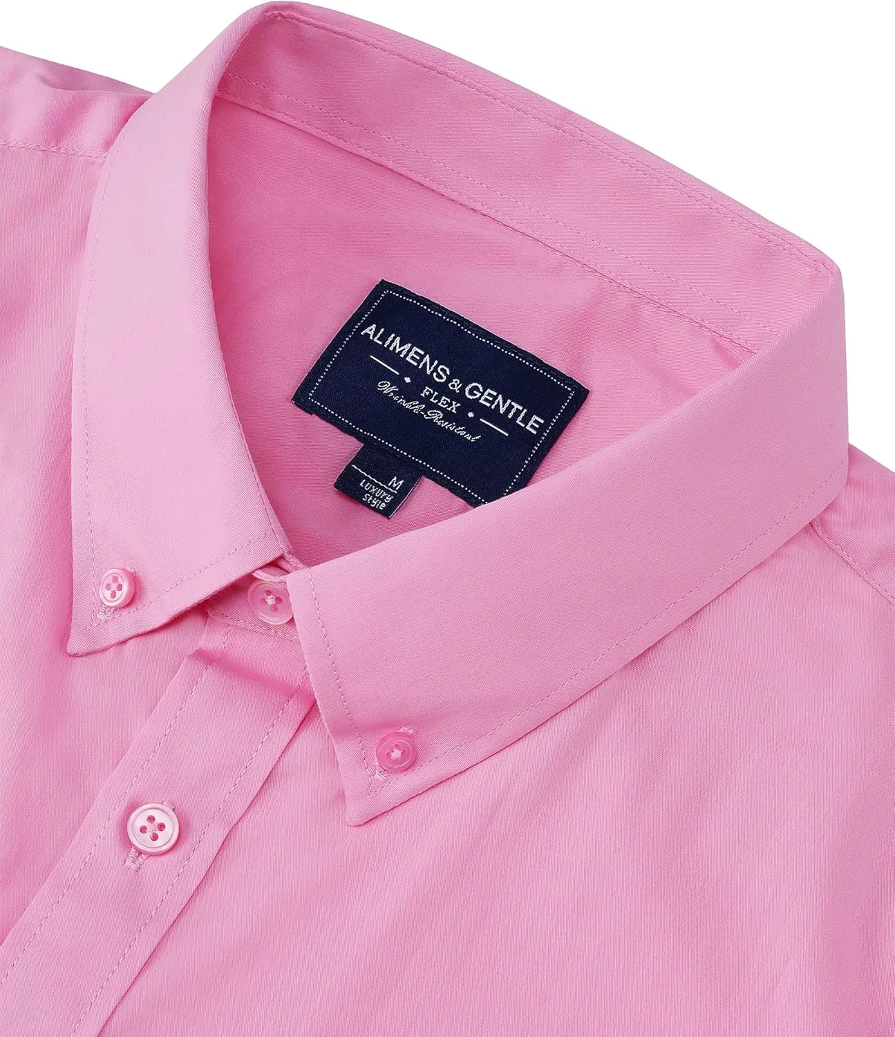Alimens & Gentle Men's Dress Shirts Long Sleeve Wrinkle-Resistant Solid Stretch Button Down Shirt