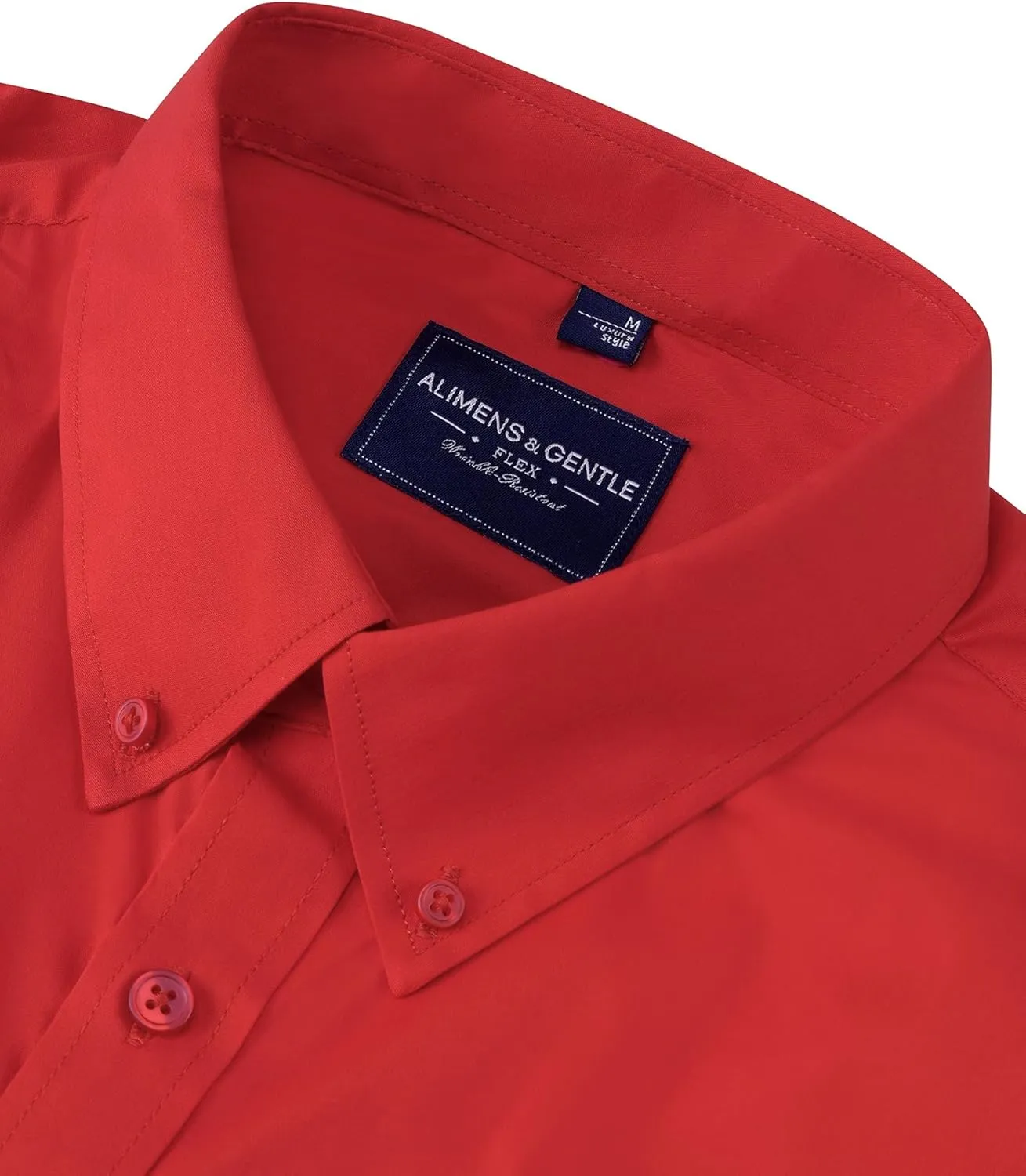 Alimens & Gentle Men's Dress Shirts Long Sleeve Wrinkle-Resistant Solid Stretch Button Down Shirt