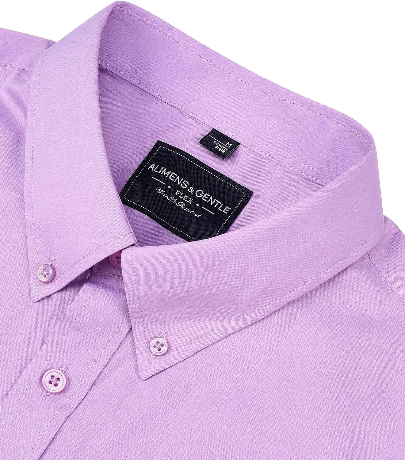 Alimens & Gentle Men's Dress Shirts Long Sleeve Wrinkle-Resistant Solid Stretch Button Down Shirt