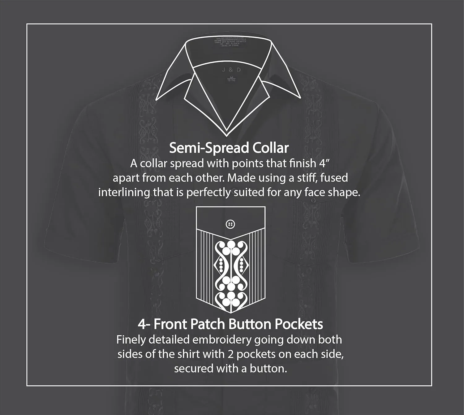 Allsense Men's Short-Sleeve Button-Down Cuban Guayabera Shirt