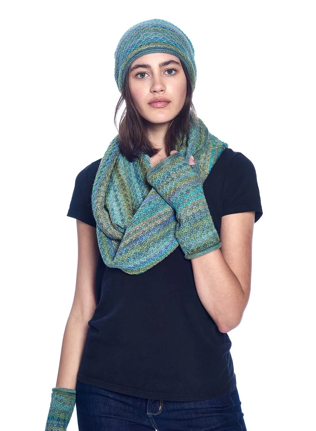 Alpaca Beanie Hat - Printed - Seaweed