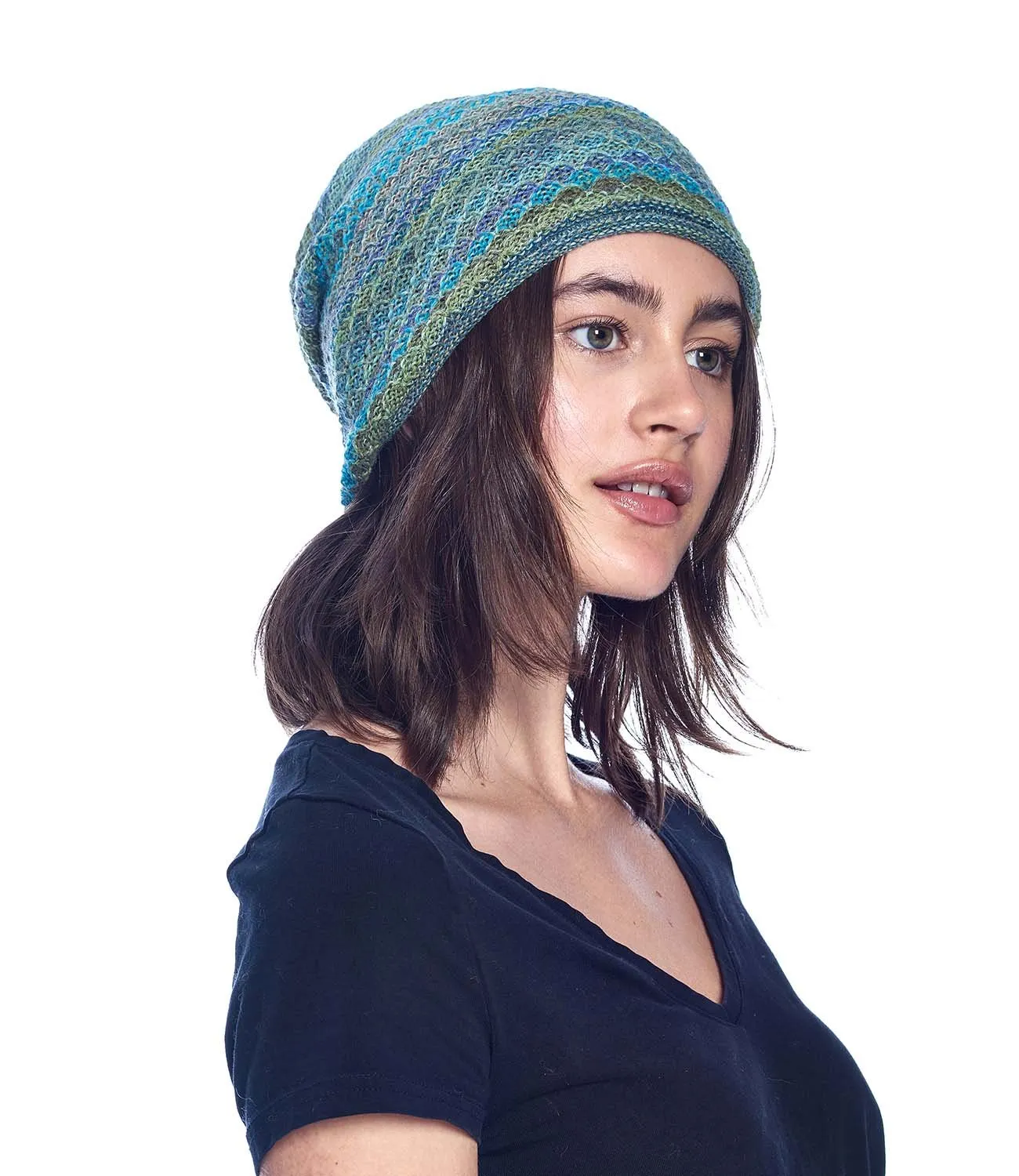 Alpaca Beanie Hat - Printed - Seaweed