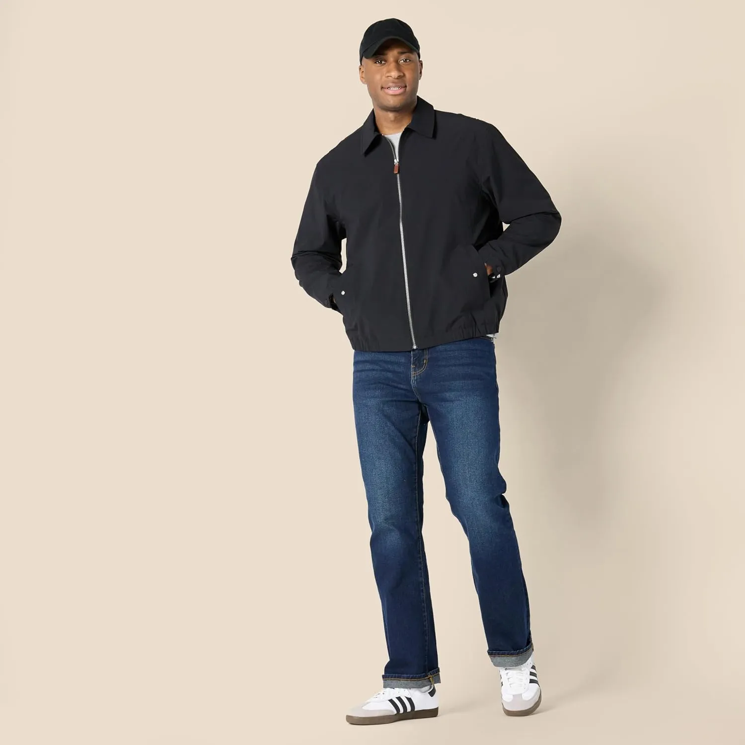 Amazon Essentials Men's Relaxed-Fit Lightweight Stretch Zip-Up Bomber Jacket