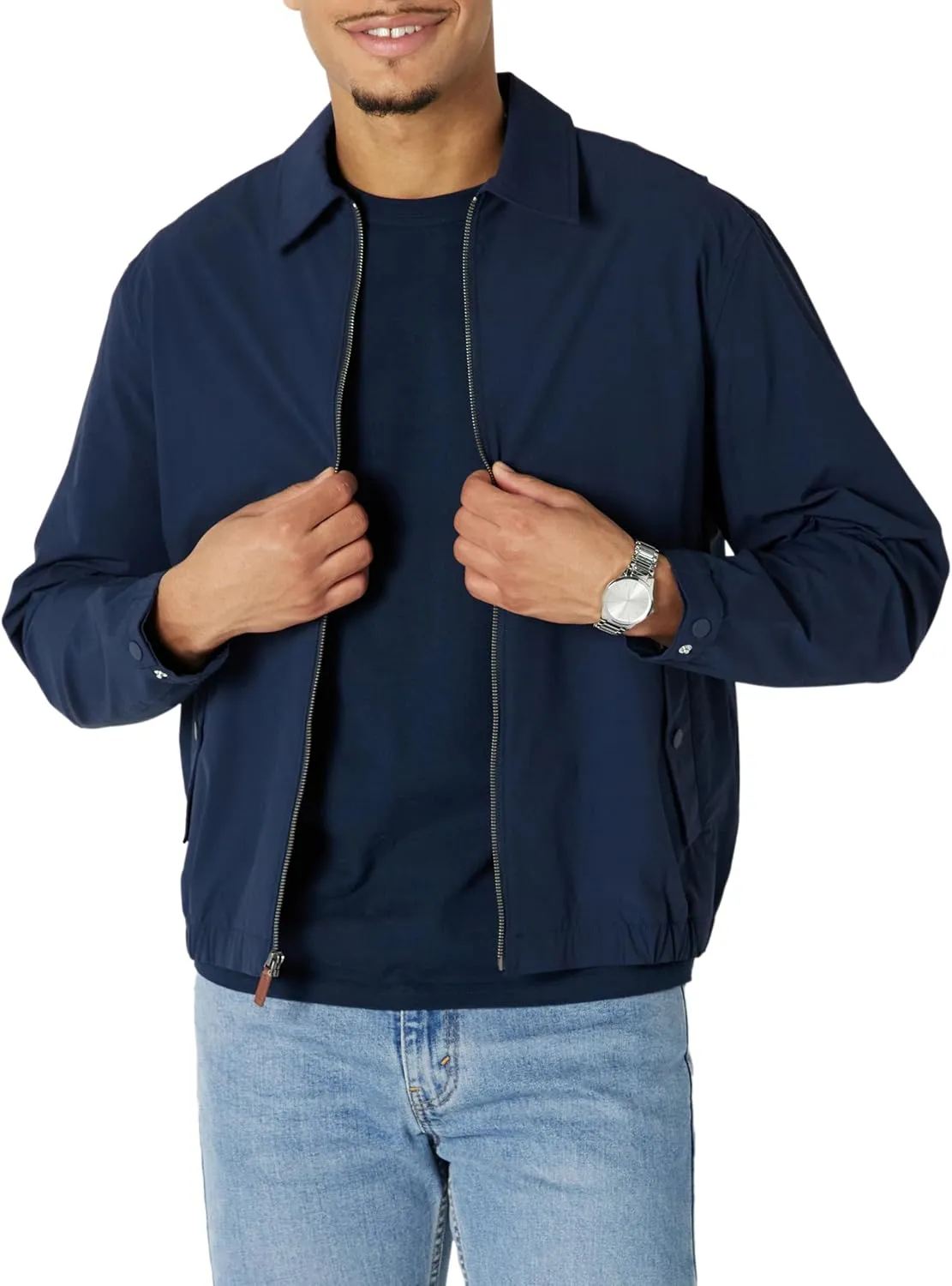 Amazon Essentials Men's Relaxed-Fit Lightweight Stretch Zip-Up Bomber Jacket