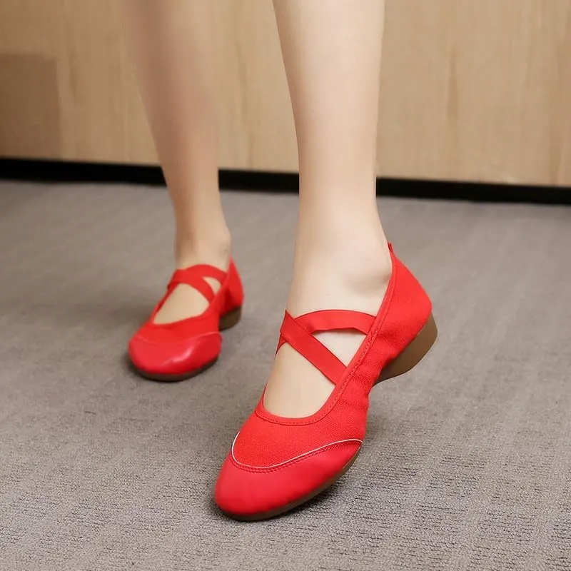AOQUNFS Womens Latin Dance Shoes Close Toe Ballroom Dance Practice Shoes