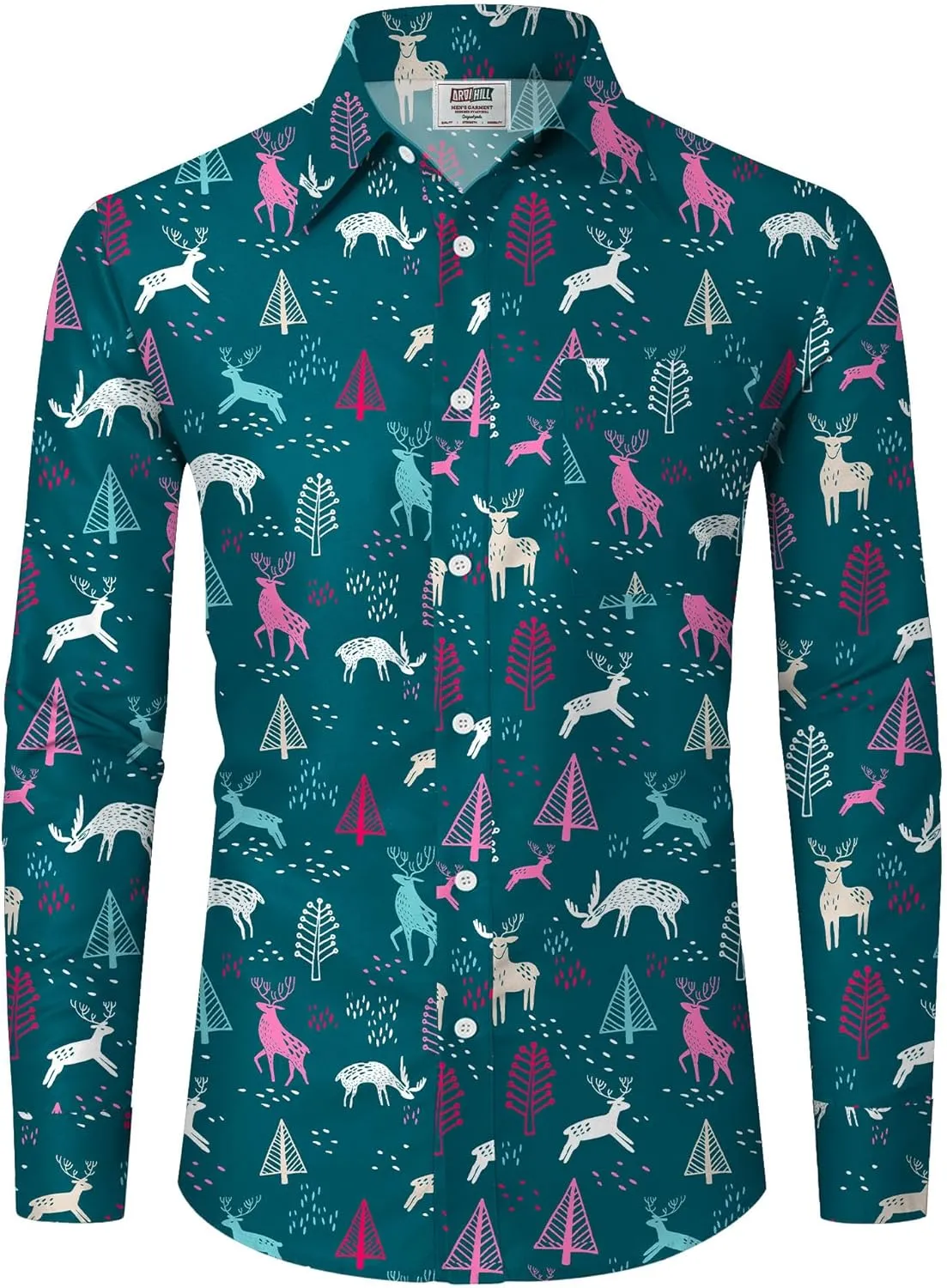 Arvilhill Men's Christmas Button Shirts Long Sleeve Ugly Xmas Shirts (S-3XL)
