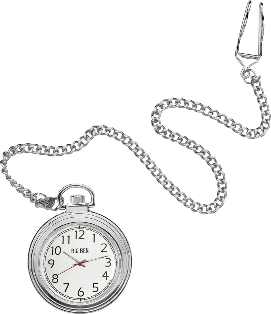 Ashton Pocket Watch, Silver-Tone Finish/Mahogany Stain Box