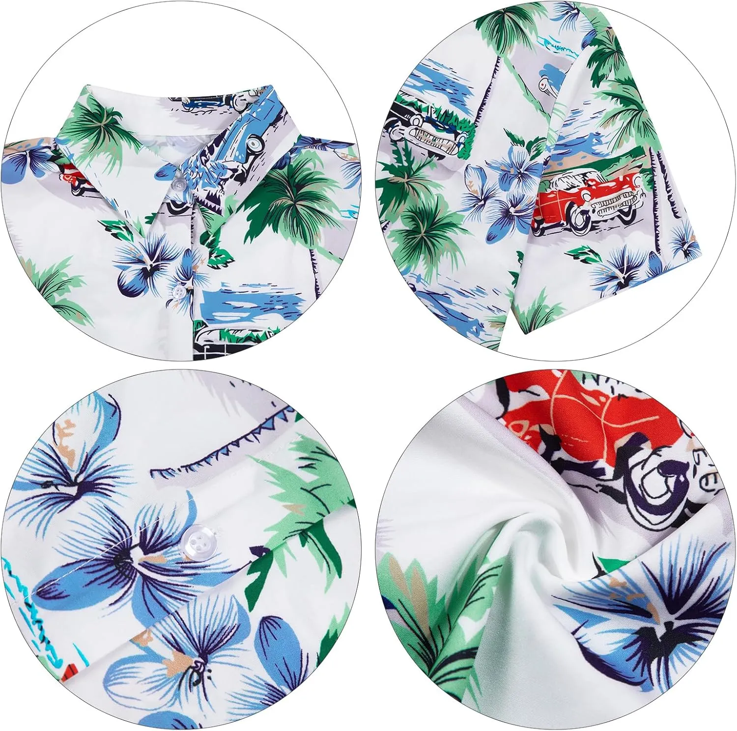 ASTANFY Hawaiian Shirt Women Hawaii T-Shirt Tropical Floral Printed V Neck Shirts Soft Cool Summer Beach Button Up Blouse