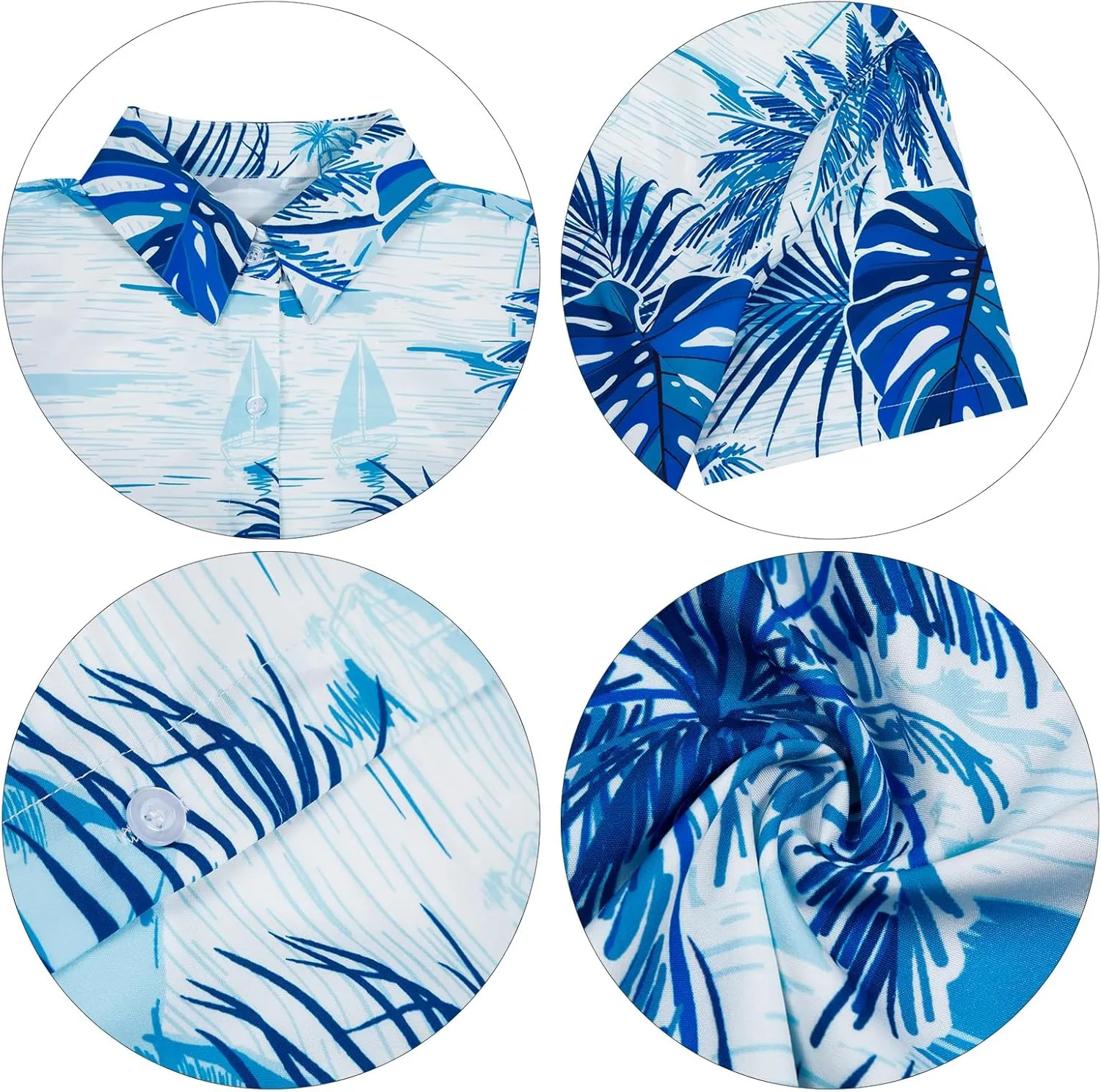 ASTANFY Hawaiian Shirt Women Hawaii T-Shirt Tropical Floral Printed V Neck Shirts Soft Cool Summer Beach Button Up Blouse