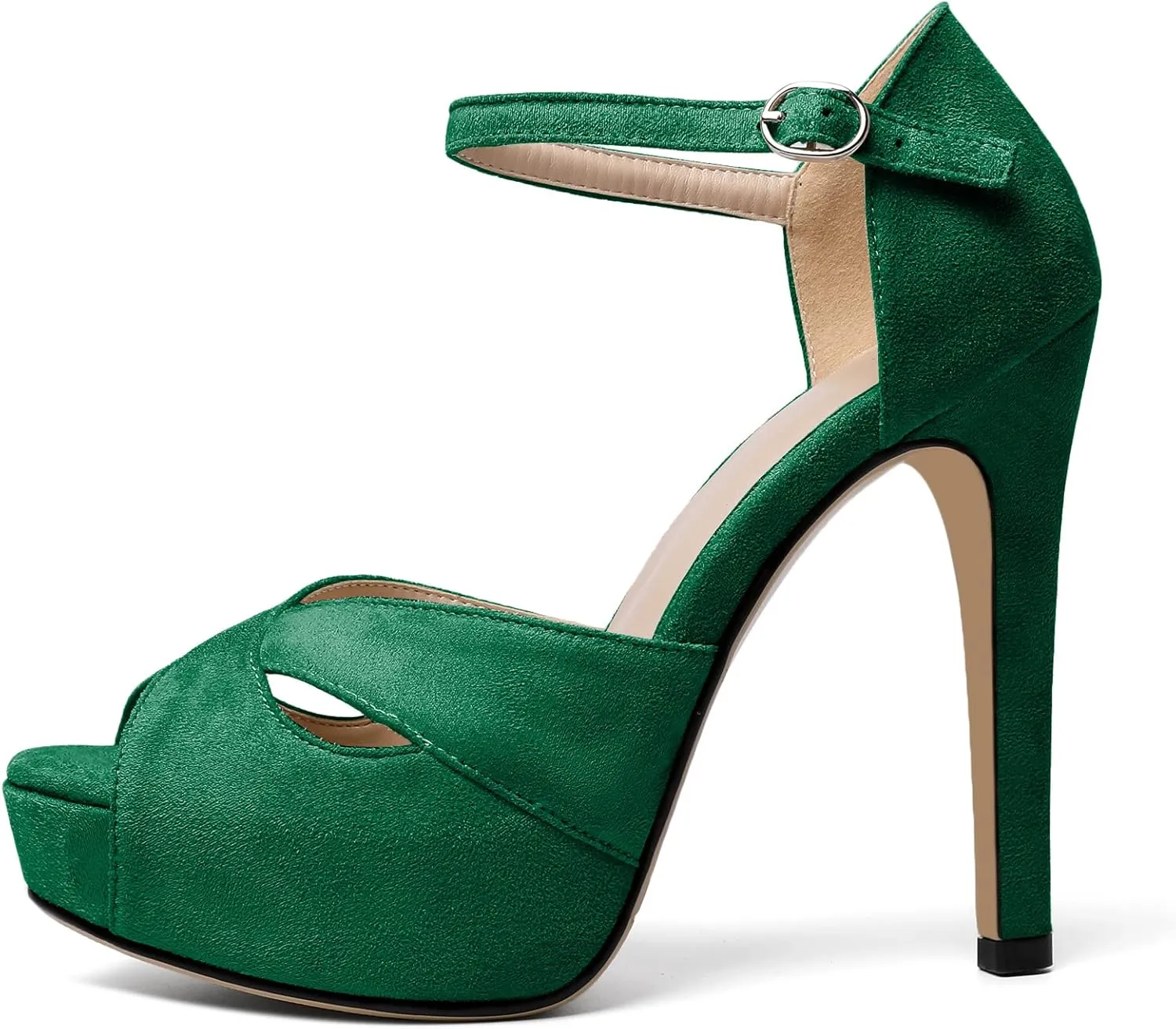 AUMOTED Women Peep Open Toe Platform Sandals Stiletto High Heels Ankle Strap Wedding Party Dress Shoes 4.7 Inches