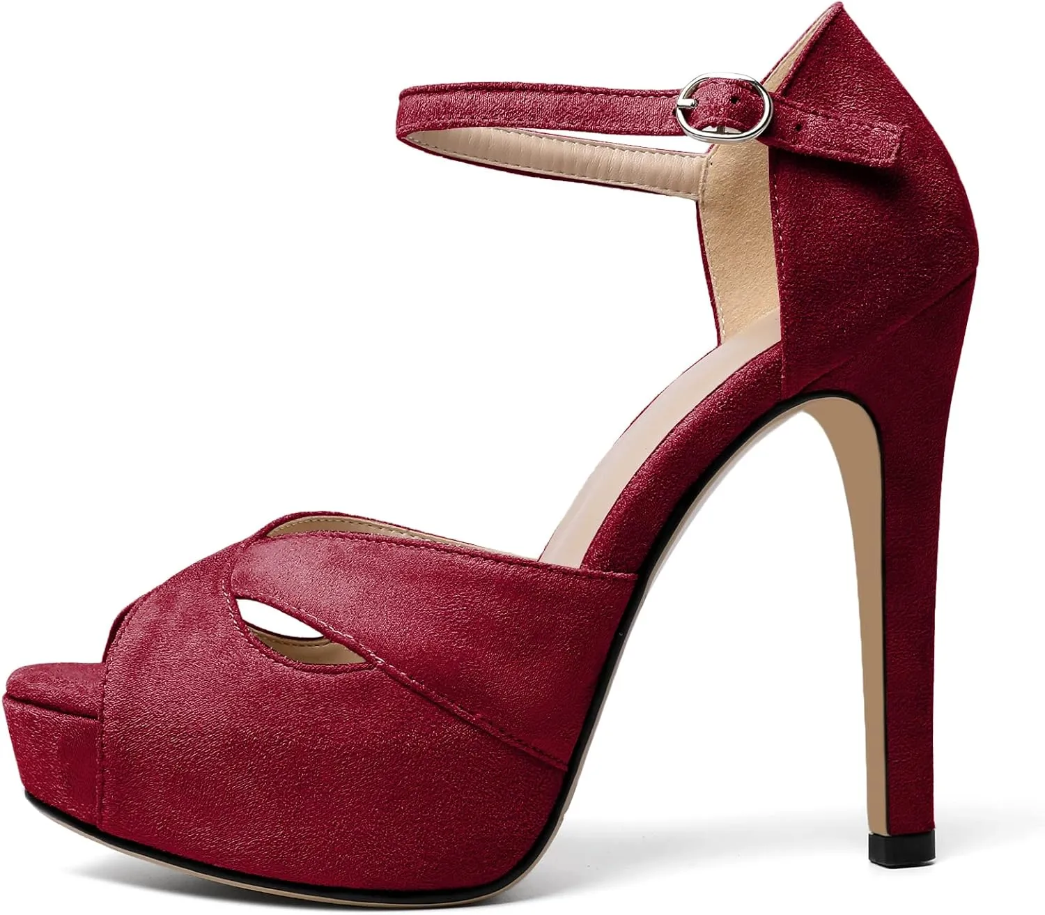 AUMOTED Women Peep Open Toe Platform Sandals Stiletto High Heels Ankle Strap Wedding Party Dress Shoes 4.7 Inches