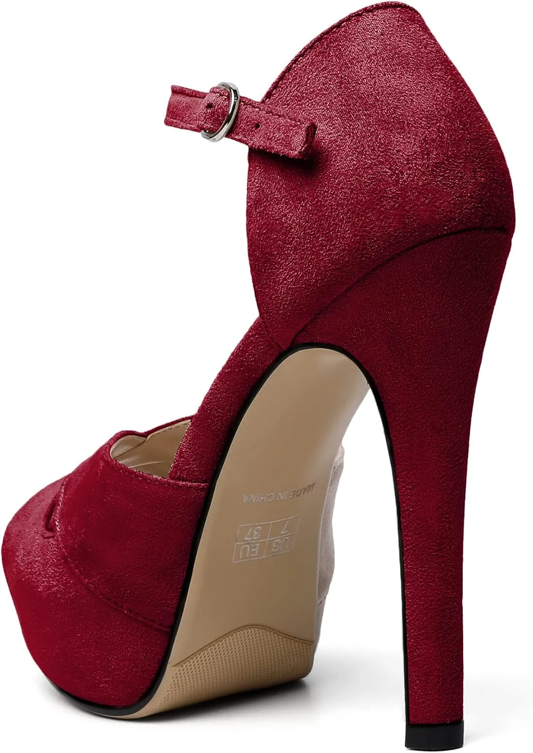 AUMOTED Women Peep Open Toe Platform Sandals Stiletto High Heels Ankle Strap Wedding Party Dress Shoes 4.7 Inches