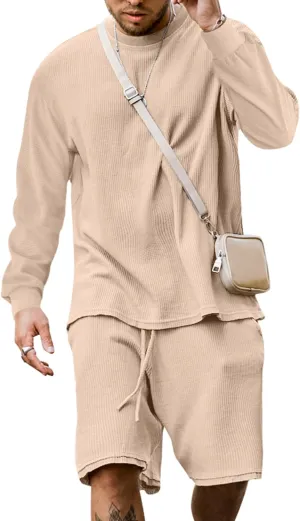 Babioboa Men's Short Sleeve Tracksuit Summer T Shirt & Shorts set 2 Pockets Oversize Two Piece Casual Daily Duty-off