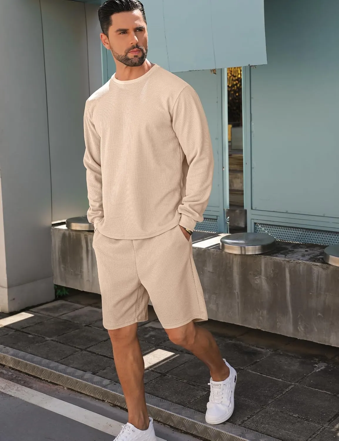 Babioboa Men's Short Sleeve Tracksuit Summer T Shirt & Shorts set 2 Pockets Oversize Two Piece Casual Daily Duty-off
