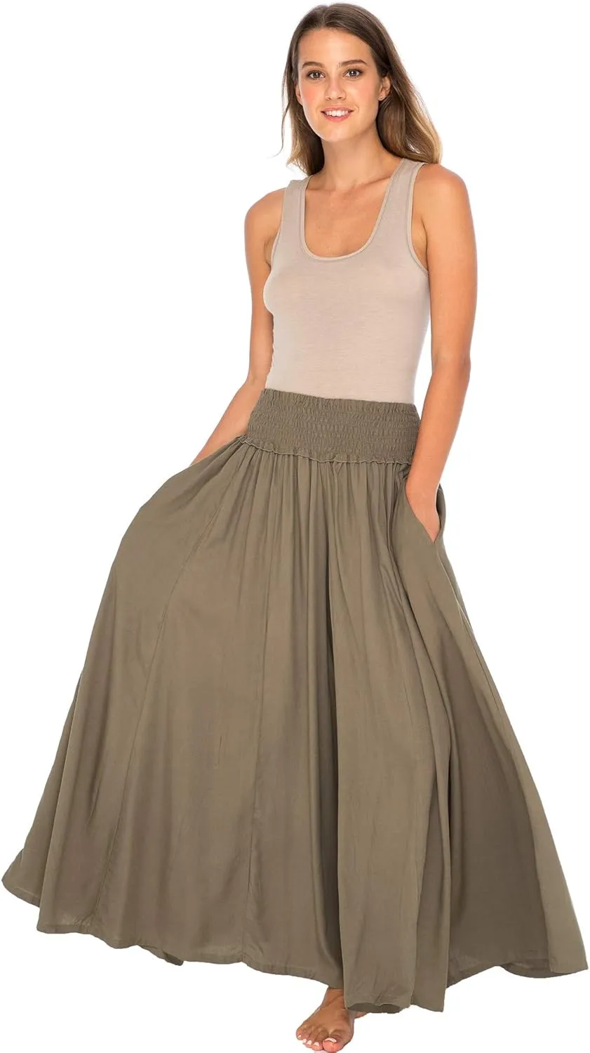 Back From Bali Womens Boho Wide Leg Palazzo Pants Smocked Waist Harem Lounge Loose Summer Beach Pants