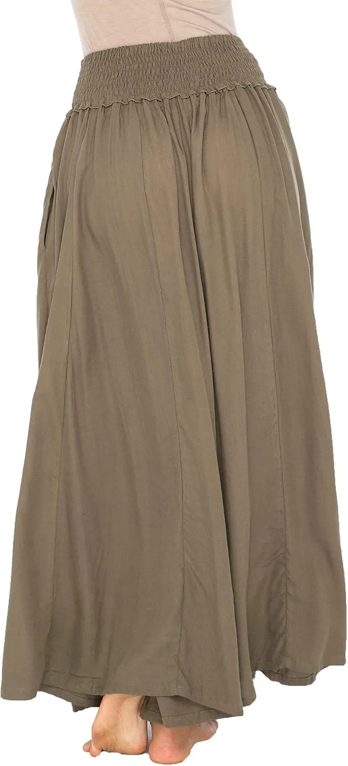 Back From Bali Womens Boho Wide Leg Palazzo Pants Smocked Waist Harem Lounge Loose Summer Beach Pants