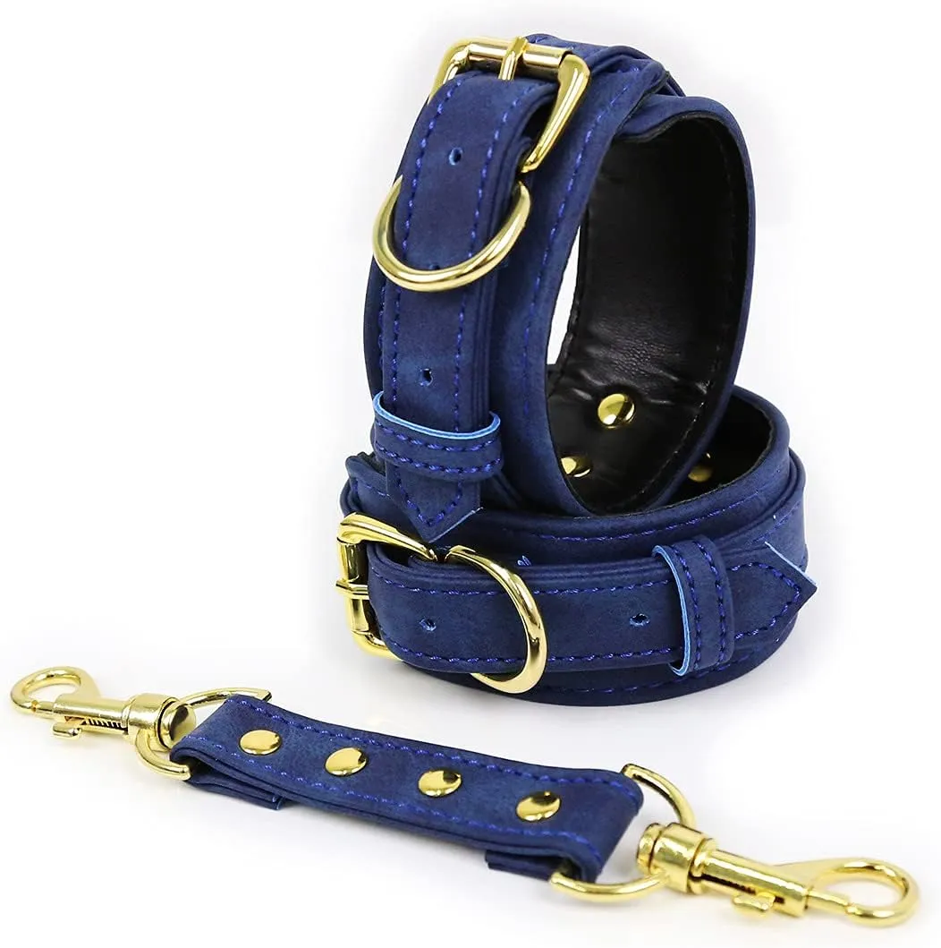 BaronHong Adjustable Leather Handcuffs Set Leather Hands Cuffs/Ankle Cuffs with Chain For Adult Sex