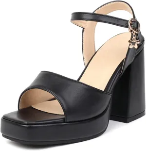 bbruriy Heels for Women Block Chunky Platform High Heels Square Open Toe Fashion Wedding Party Evening Prom Dance Ankle Strap Dress Pump Sandals Shoes