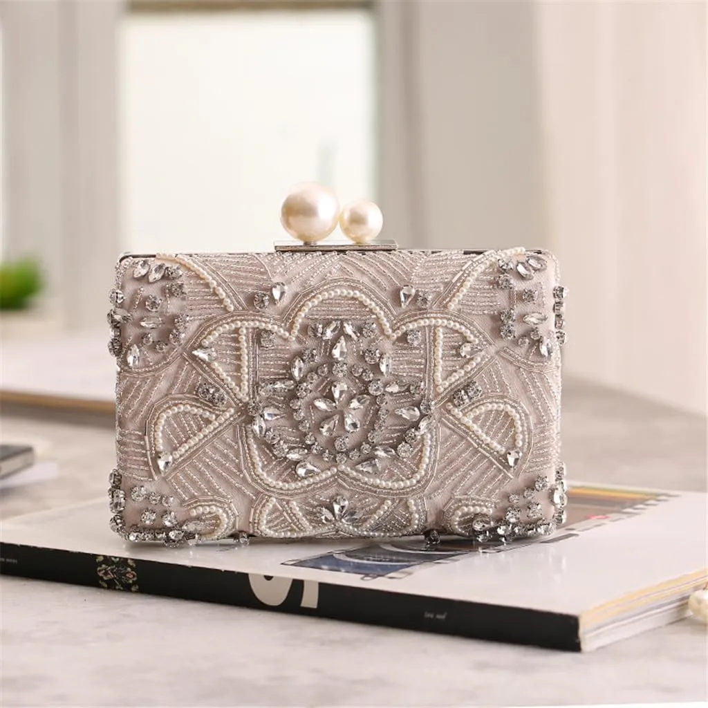 Beaded Bag Clutch Bag Hundred Evening Party Bag Evening Dress Bag Small Square Bag(E)