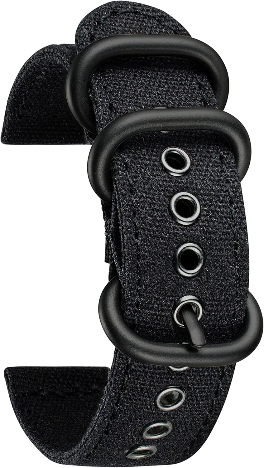 BINLUN Canvas Watch Bands Replacement Sail Cloth Cotton Fabric Watch Straps Soft Quick Release Watchbands in Black Khaki Army Green Blue with Black/Silver Buckle for Men Women 18/20/22/24mm