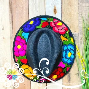 Black Embroider Summer Hat