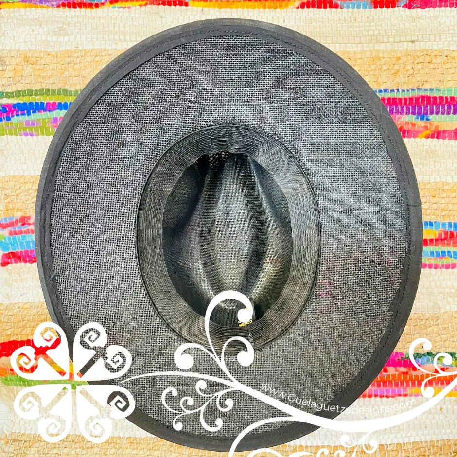 Black Embroider Summer Hat