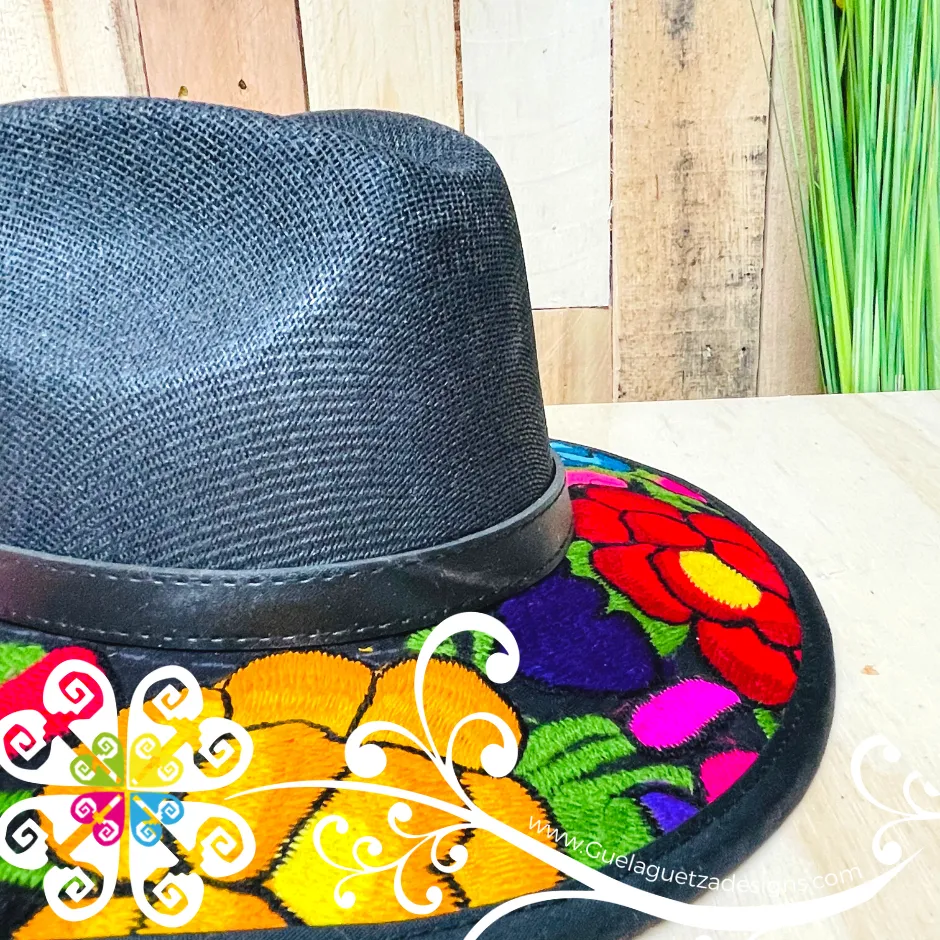 Black Embroider Summer Hat