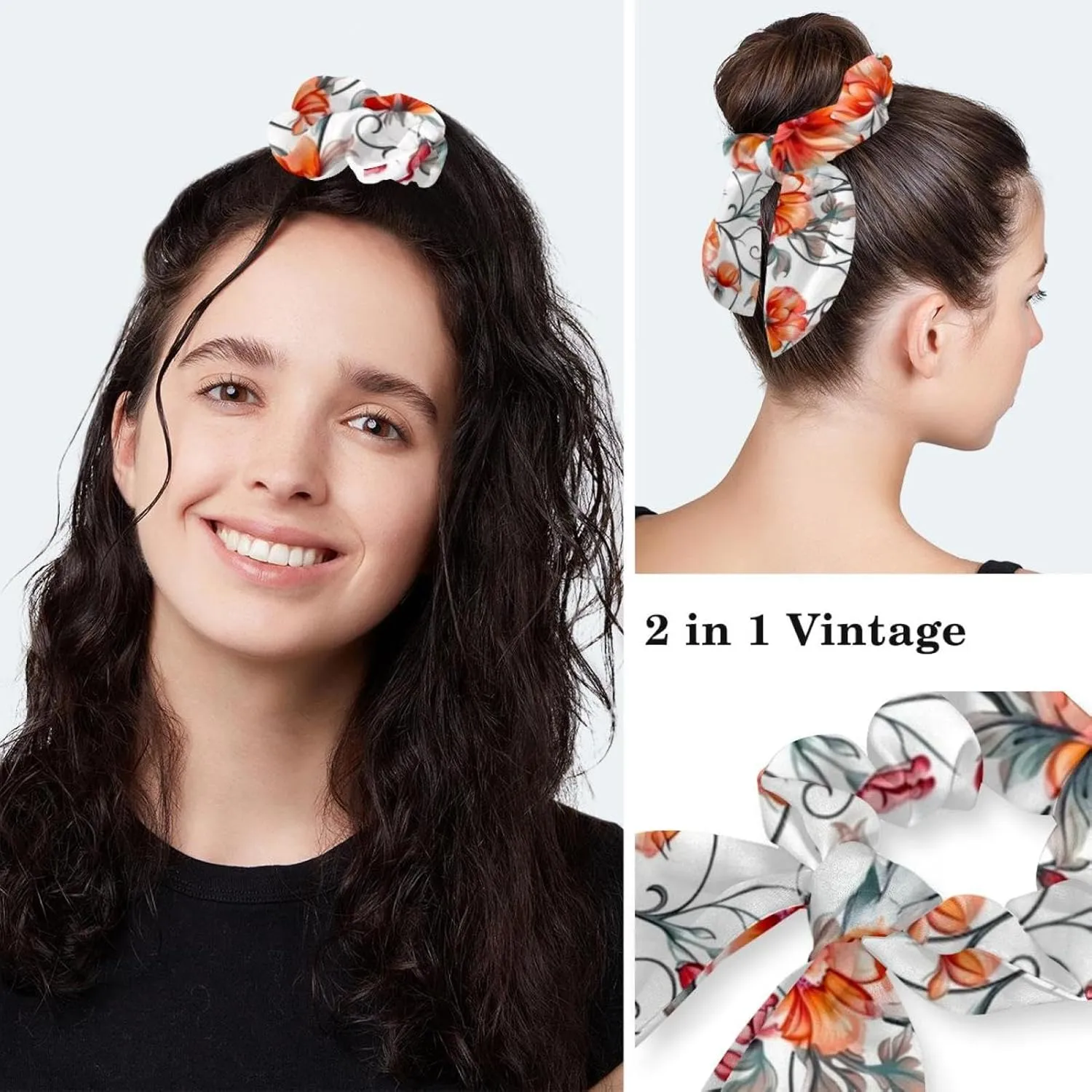 Blue Aesthetic Leaves Scrub Caps Surgical Women with Button Adjustable Hats Surgical Caps with Scrunchie for Women