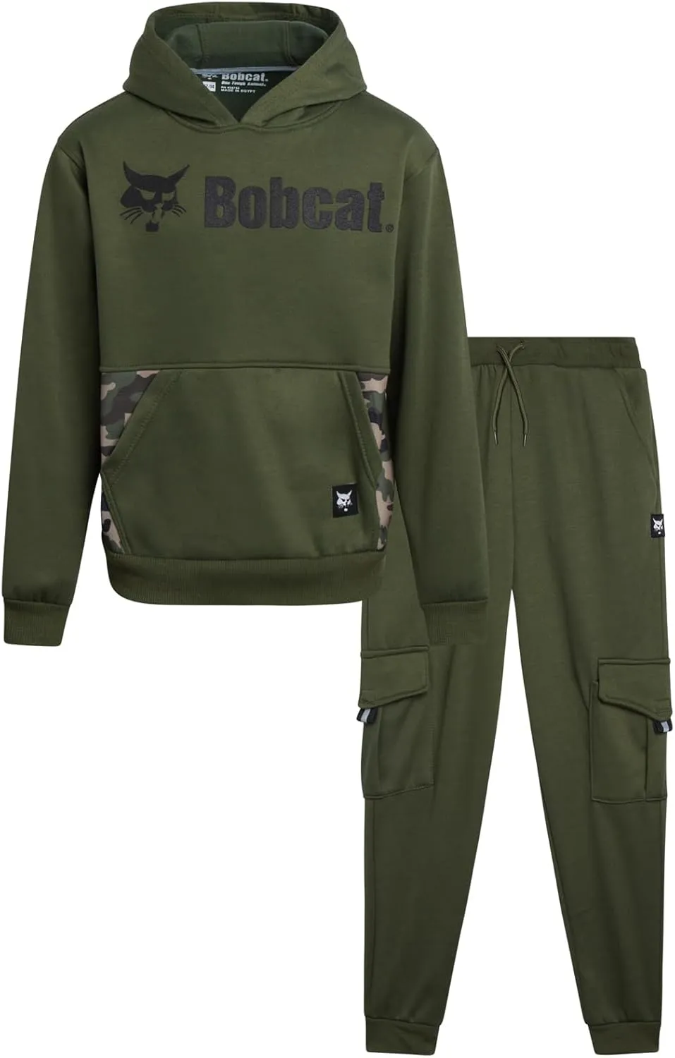 Bobcat Boys' Sweatsuit Set - 2 Piece Fleece Hoodie Sweatshirt and Cargo Jogger Pants - Active Matching Sets for Boys (8-18)