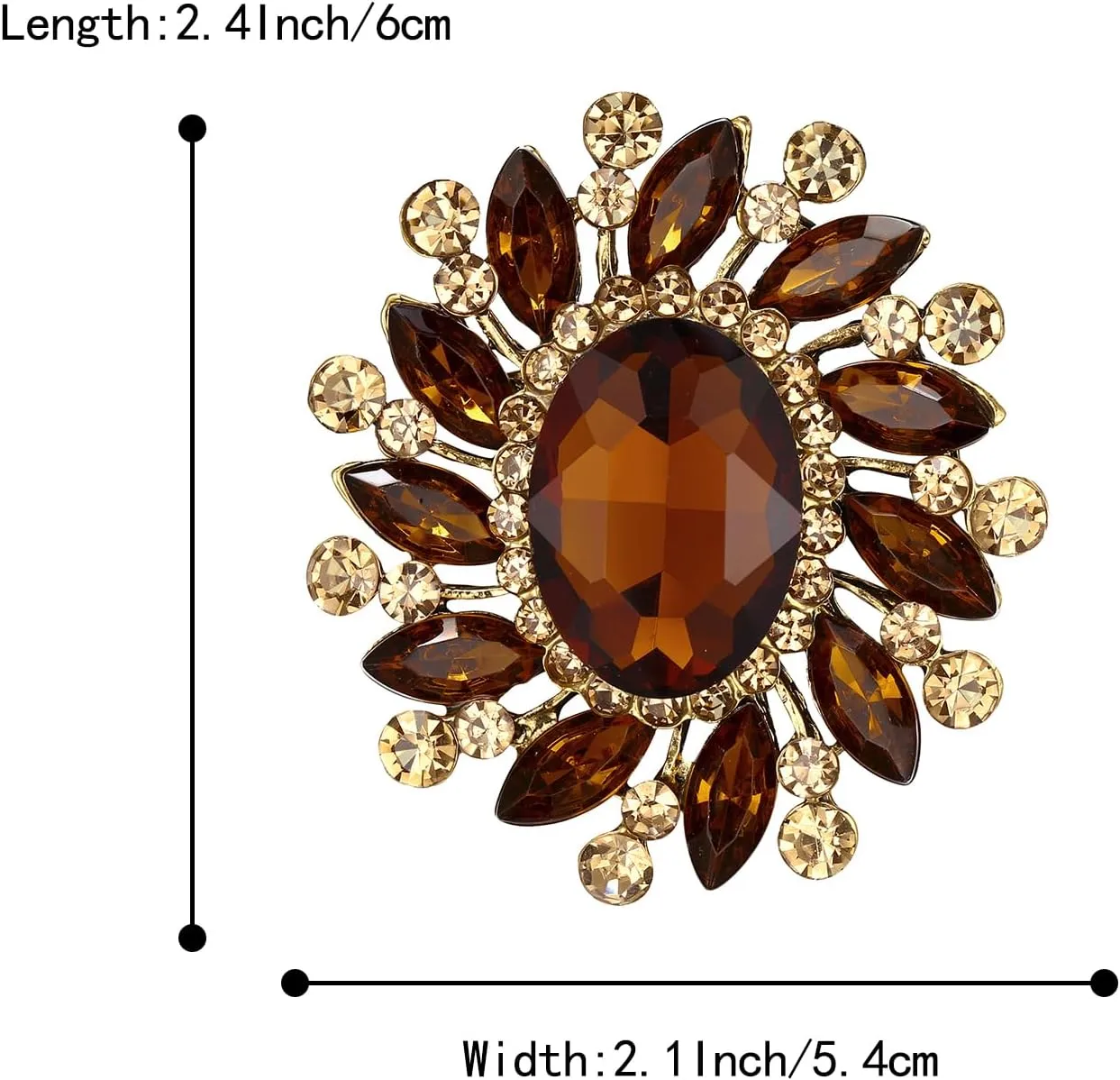 BriLove Austrian Crystal Rhinestone Gorgeous Oval Marquise Brooches for Women